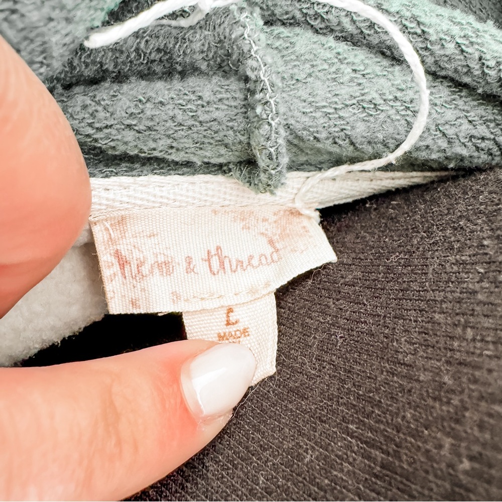 Hem & Thread | Quilted Sleeve Zip-up Hoodie in Sage - Picture 7 of 10